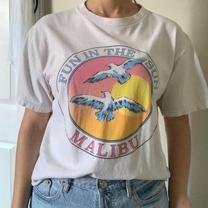 Oversized crop graphic tee | John Galt Brandy Melville